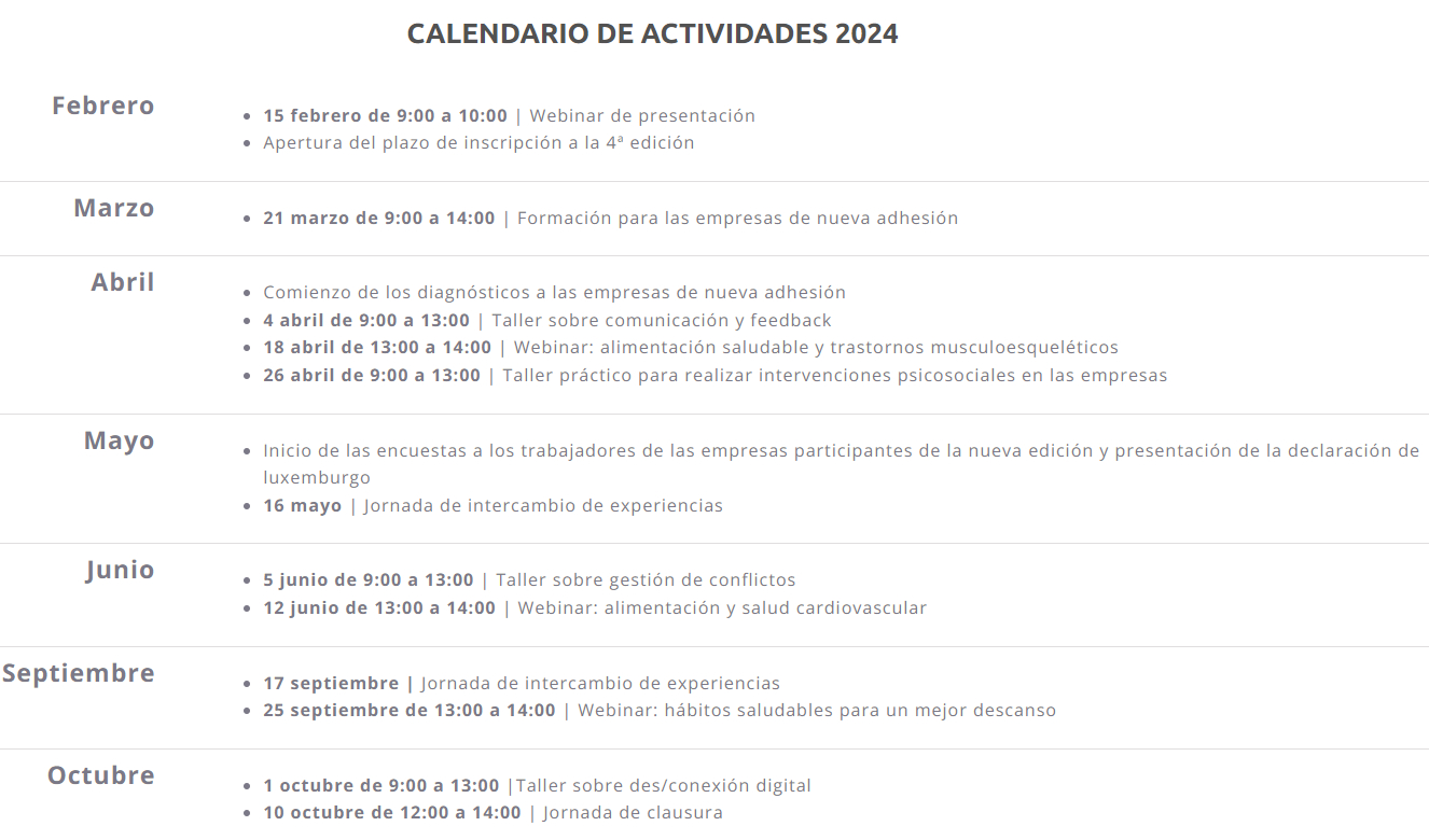 Actividades 2024 RED EMPRESAS SALUDABLES DE ASTURIAS