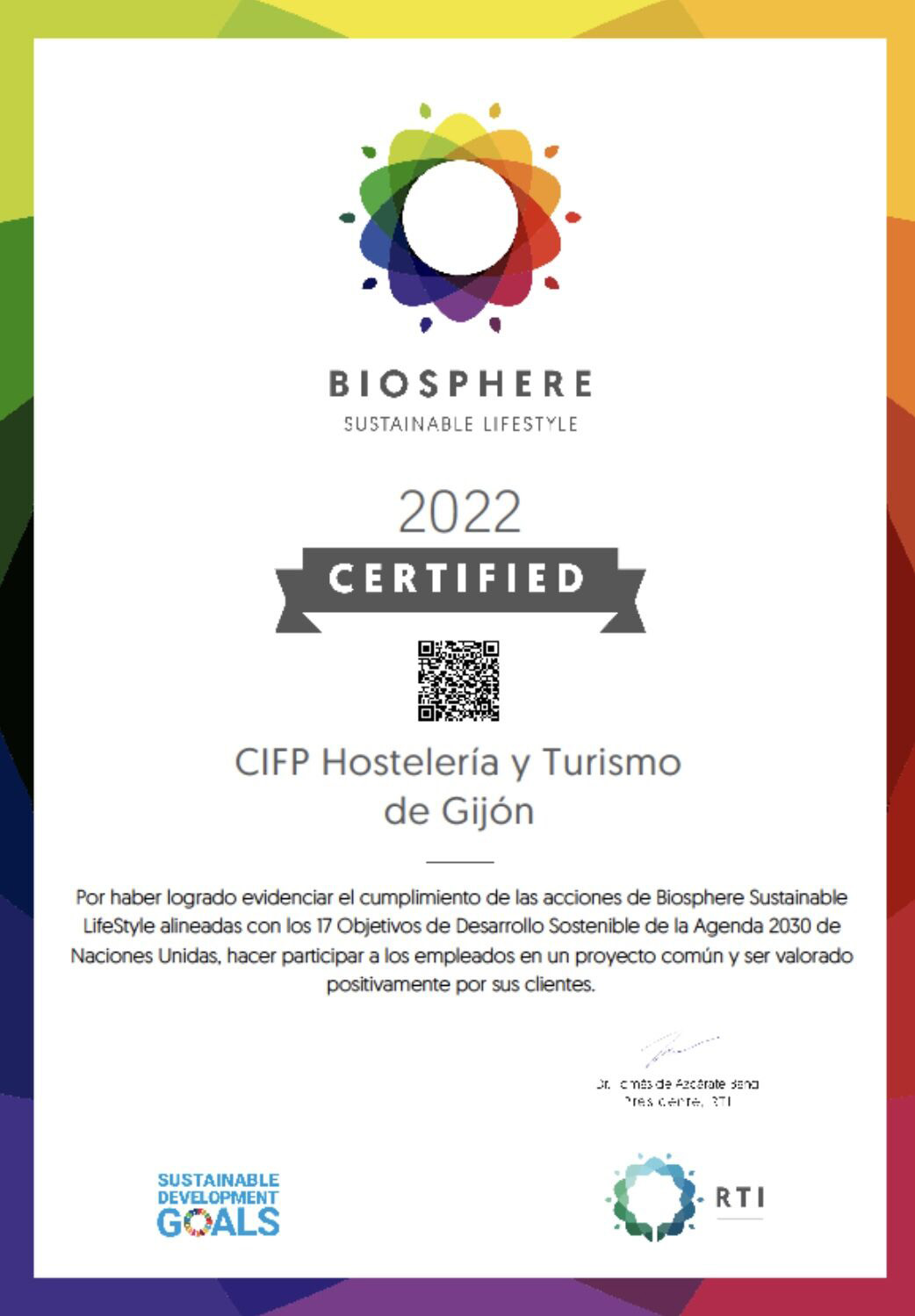CIFP Hosteleria y turismo de Gijon El Centro Integrado de FP de Hostelería y Turismo de Gijón recibe la Certificación Biosphere
