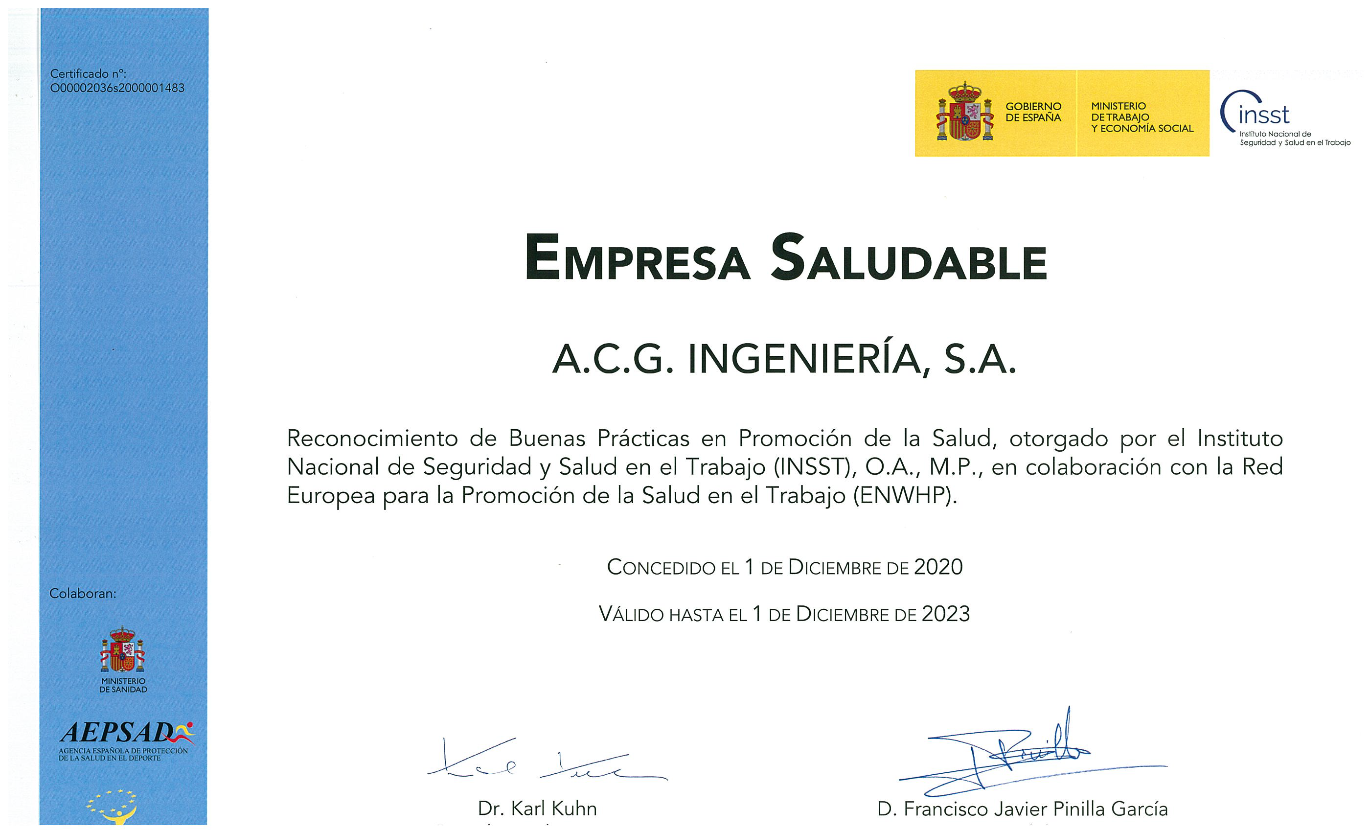 RECONOCIMIENTO BUENAS PRÁCTICAS PROMOCIÓN DE LA SALUD (01-12-2020)
